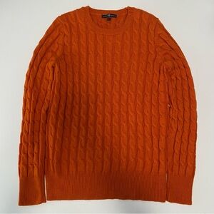Gap Women's Orange Cableknit Sweater Large Preppy Fisherman Cabincore Halloween